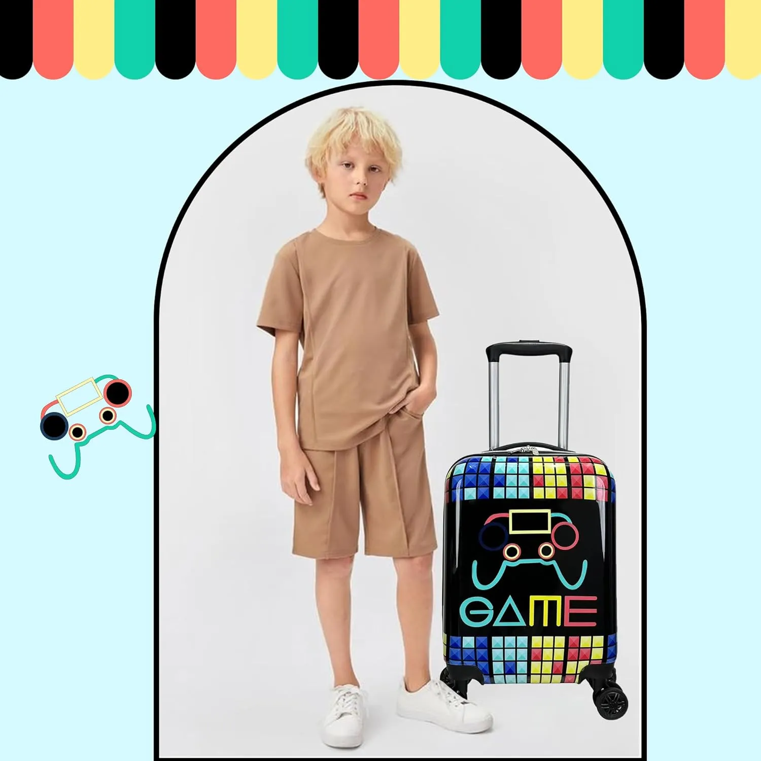 Kid’s Luggage Set 2 Piece Suitcase Set 16’’ Hardside Luggage with Spinner Wheels Girls Boys Carry on Luggage Travel Rolling Luggage Airline Approved