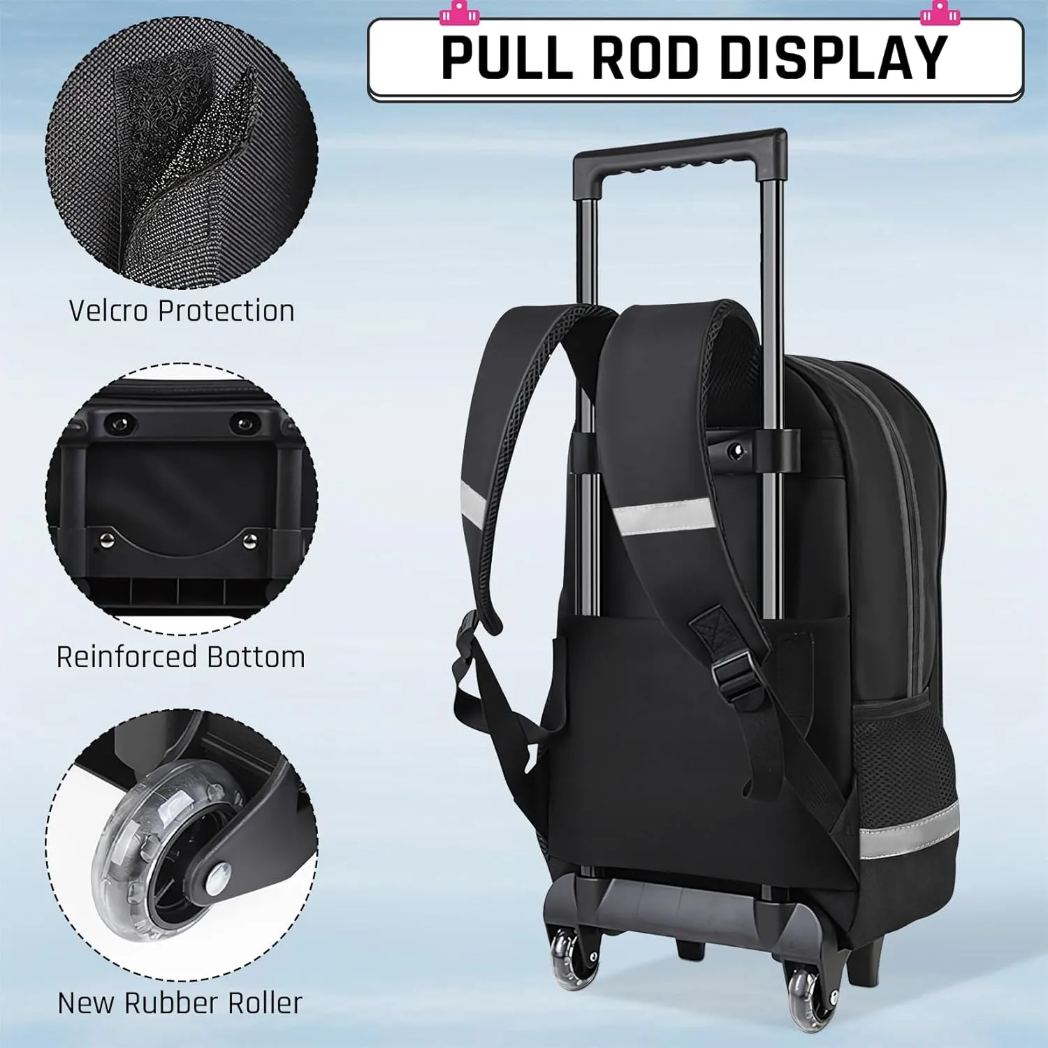 Kids Rolling Backpack for Boys - Gamer Boys Rolling Backpack with Wheels, Elementary Middle School Roller Bookbag with Adjustable Handle for Travel & School