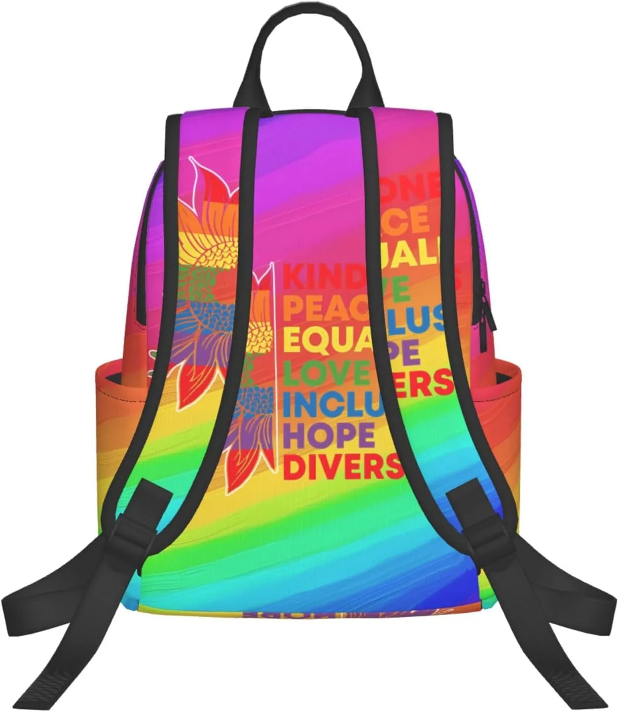 Kindness Peace Equality Love Inclusion Pride Sunflower Travel Laptop Backpack Casual Backpacks Double Shoulder Daypack Notebook Rucksack Work Bags Sports Bag for Gym Hiking Camping Beach