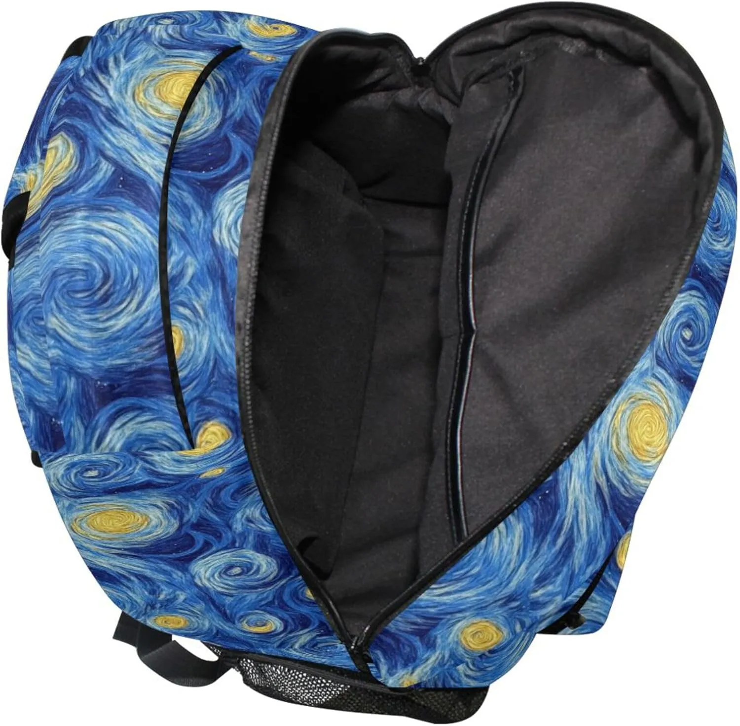 KLL Backpacks for Teacher Nurse Waterproof Carry On Backpacks with Chest Strap for Business Work College Travel Trip Masterpiece Starry Night Oil Painting