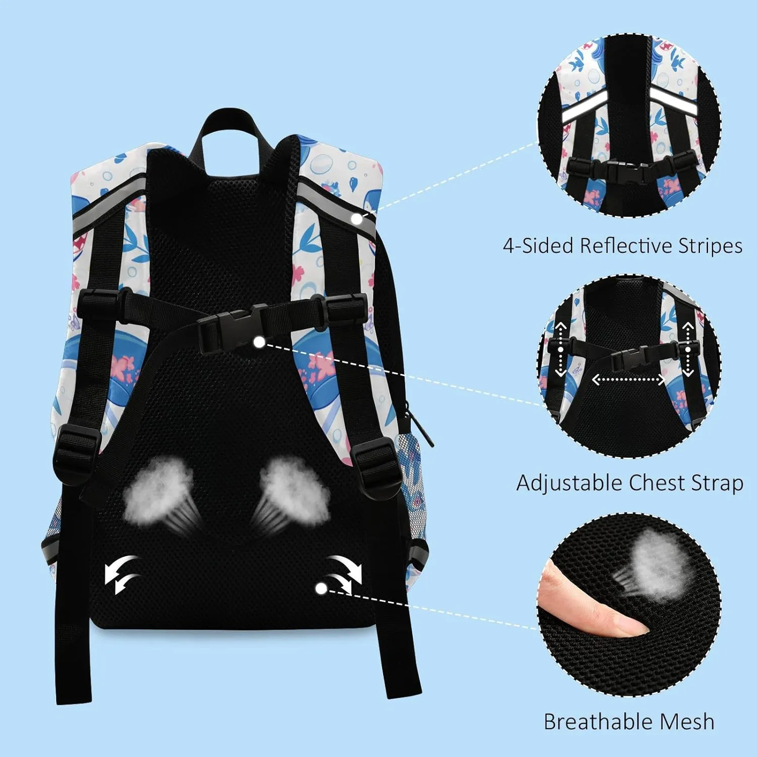 KLL Boys Backpacks, Ocean fish sea Masco, Waterproof Book Bag for School Cute Travel Daypack