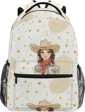 KLL Fun Backpack for Teens Boys Girls Fashion Carry On Backpacks with Chest Strap for College Work Western Cowboy Cowgirl
