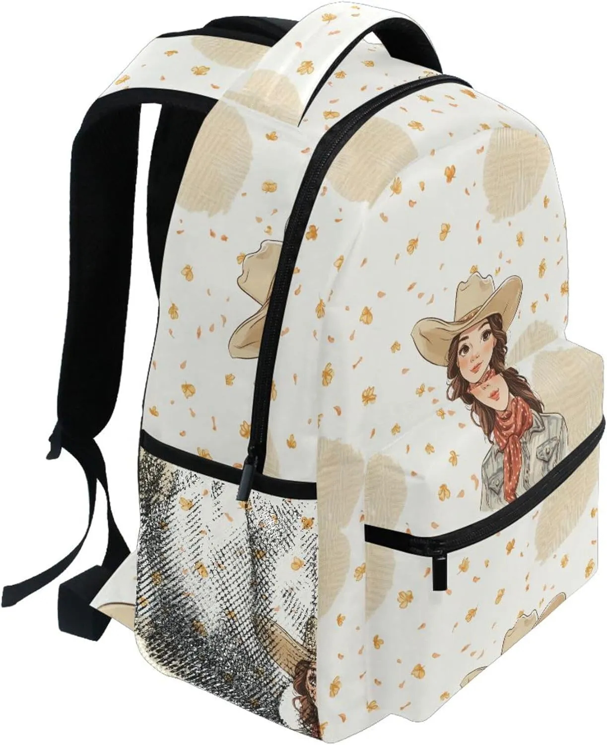 KLL Fun Backpack for Teens Boys Girls Fashion Carry On Backpacks with Chest Strap for College Work Western Cowboy Cowgirl