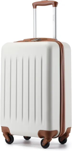 Kono 20-Inch Small Hardside Carry-on Suitcase with Spinner Wheels, Lightweight Rolling Cabin Suitcase for Airplane Travel (Cream White, for 1-3 Days of Travel)