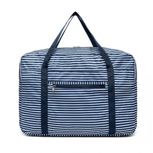 Kono Foldable Waterproof Storage Cabin Travel Handbag Striped Print - Navy
