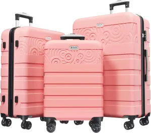 Krute Luggage Sets 3 Piece Luggages PC ABS Hardshell Suitcase with Wheels TSA Lock Approved Carry on Suitcase