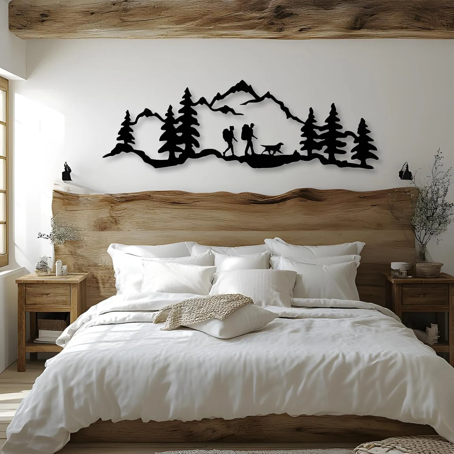 kuestboy Hiking Metal Wall Art,Backpacking Hiker Art,Mountain Range with Hikers,Hiking Metal Wall Decor, Nature Sign, Adventure Home Decor,Mountains Art,Metal Wall Decor (30"x10" | 76 x 25cm)