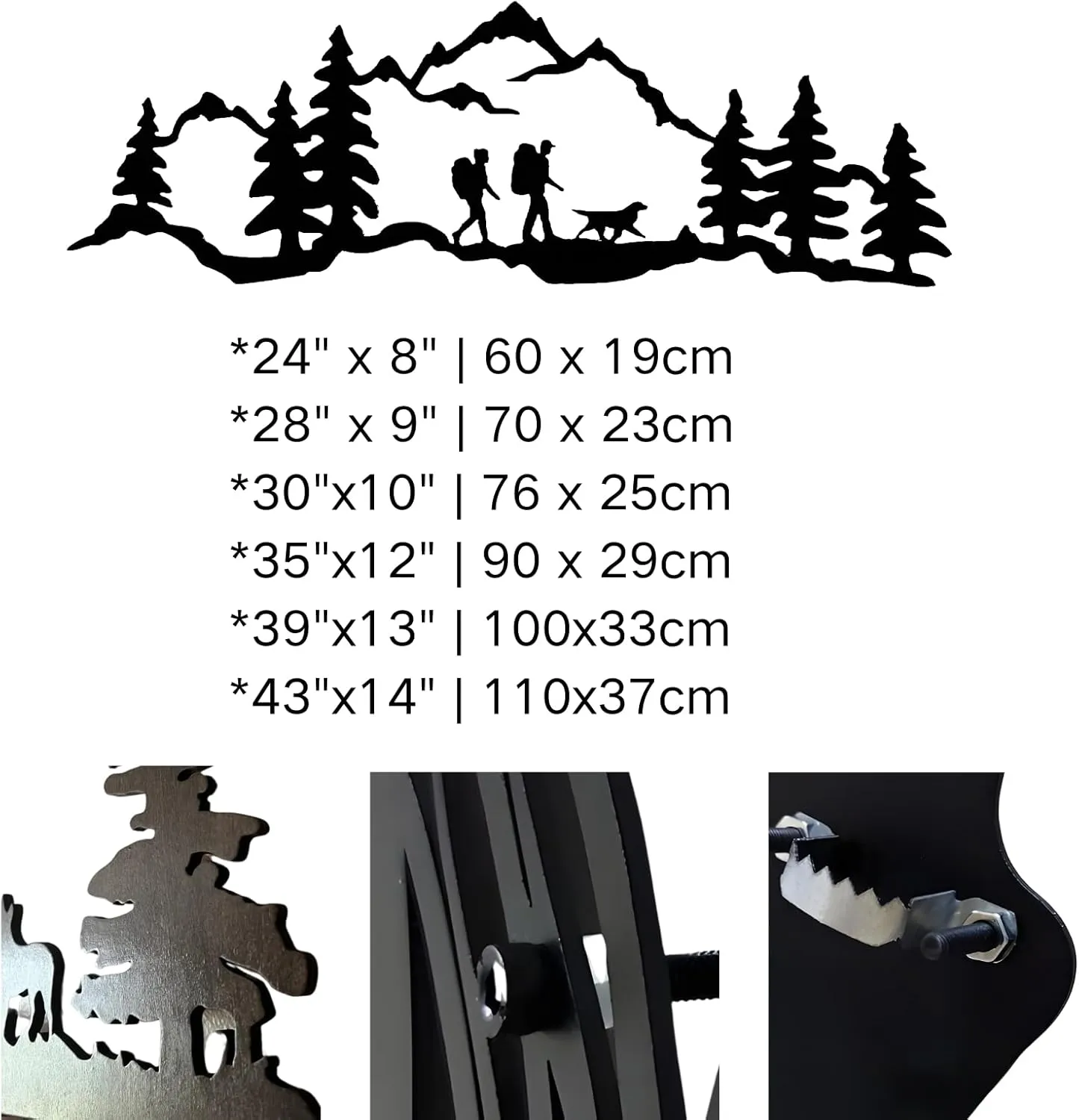 kuestboy Hiking Metal Wall Art,Backpacking Hiker Art,Mountain Range with Hikers,Hiking Metal Wall Decor, Nature Sign, Adventure Home Decor,Mountains Art,Metal Wall Decor (30"x10" | 76 x 25cm)
