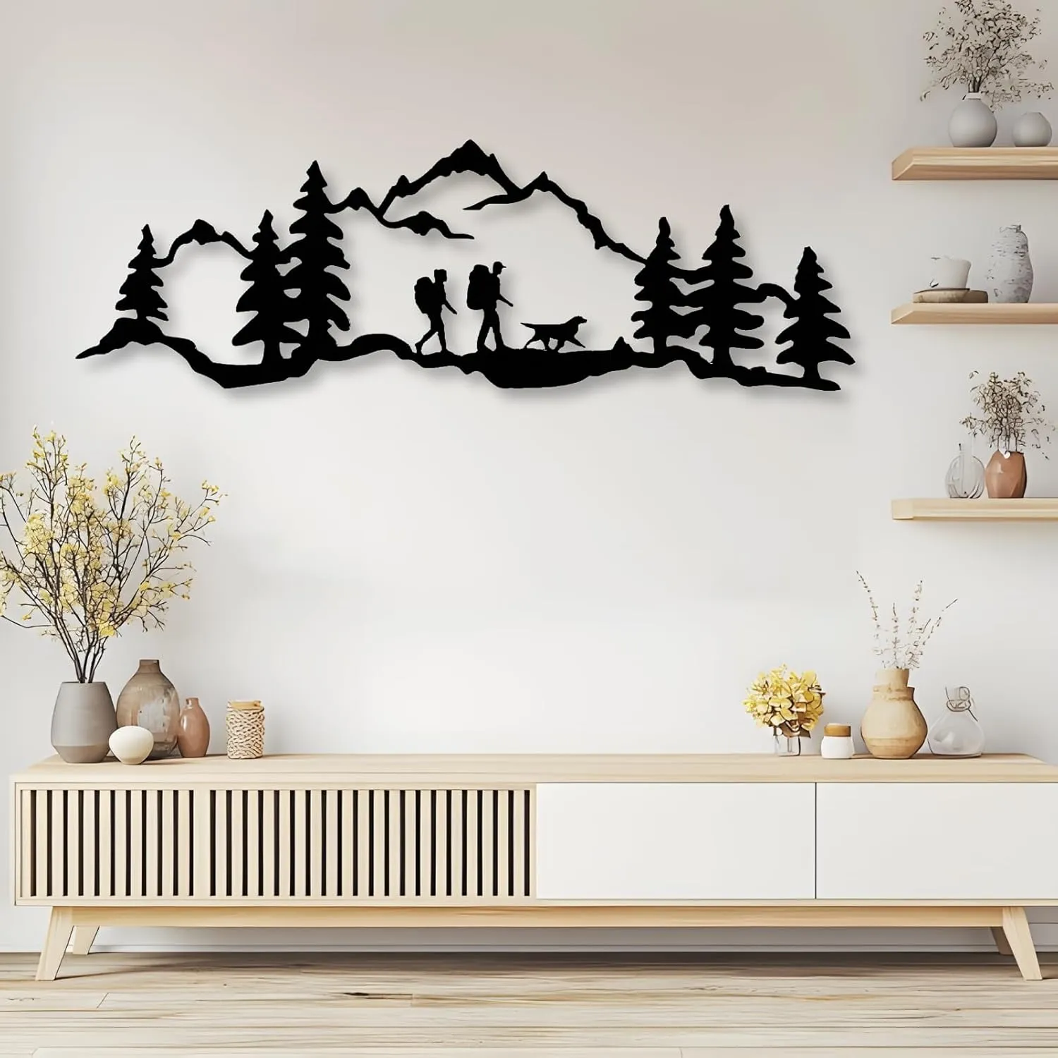 kuestboy Hiking Metal Wall Art,Backpacking Hiker Art,Mountain Range with Hikers,Hiking Metal Wall Decor, Nature Sign, Adventure Home Decor,Mountains Art,Metal Wall Decor (30"x10" | 76 x 25cm)