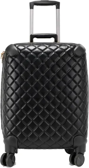 LA TERRE Quilted Hardside Expandable Luggage with Spinner Wheels, Black, 21" Carry-On