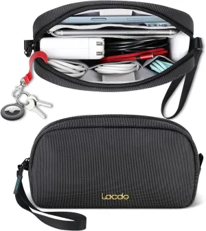 Lacdo Electronics Organizer Travel Case, Travel Bag Water Resistant Cable Organizer, Tech Accessories Pouch Carry Storage Bag for Charger, Cord, Hard Drive, Phone, Power Bank, Travel Essentials, Black