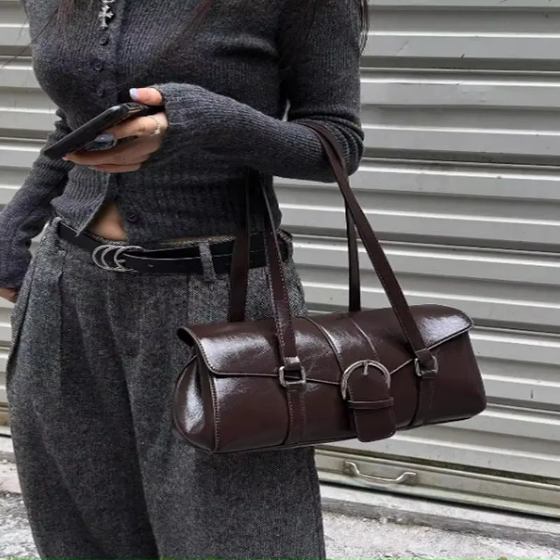 Ladies' One Shoulder Vintage Baguette Tube Handbag