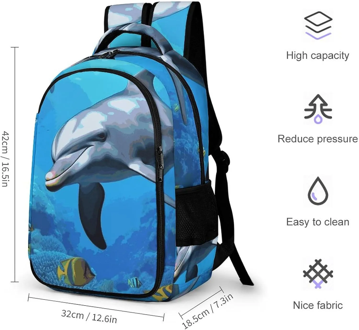 Laptop Backpack for Men Women Daypack Dolphin in The Coral Reef Computer Bag Travel Backpacks Laptop Bag