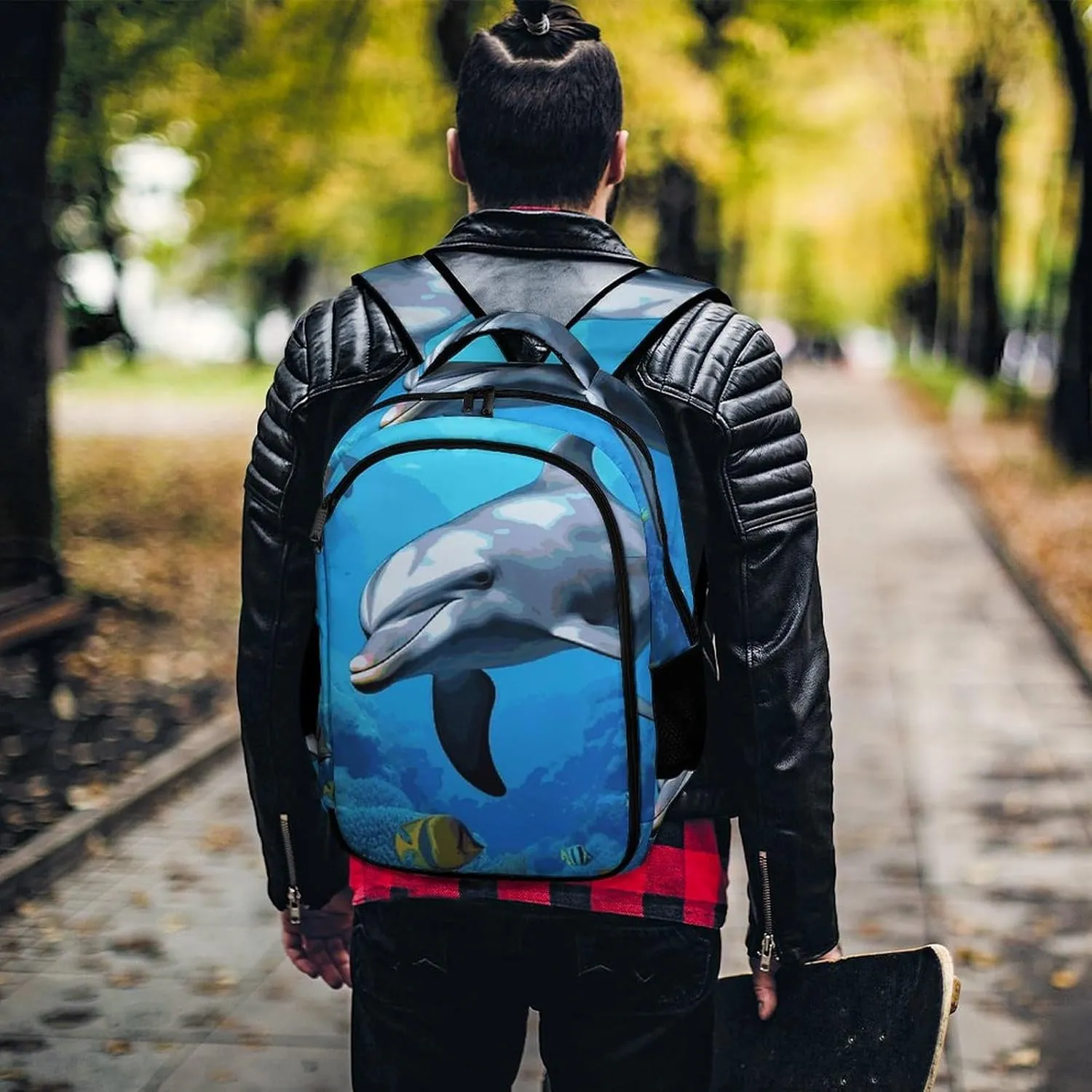 Laptop Backpack for Men Women Daypack Dolphin in The Coral Reef Computer Bag Travel Backpacks Laptop Bag