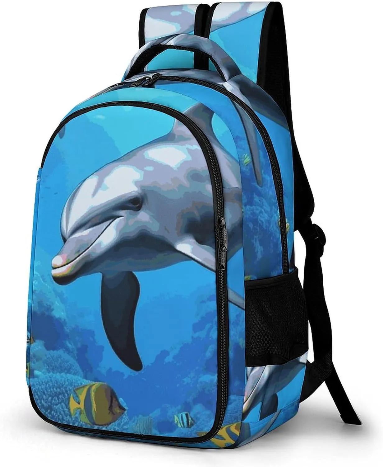 Laptop Backpack for Men Women Daypack Dolphin in The Coral Reef Computer Bag Travel Backpacks Laptop Bag