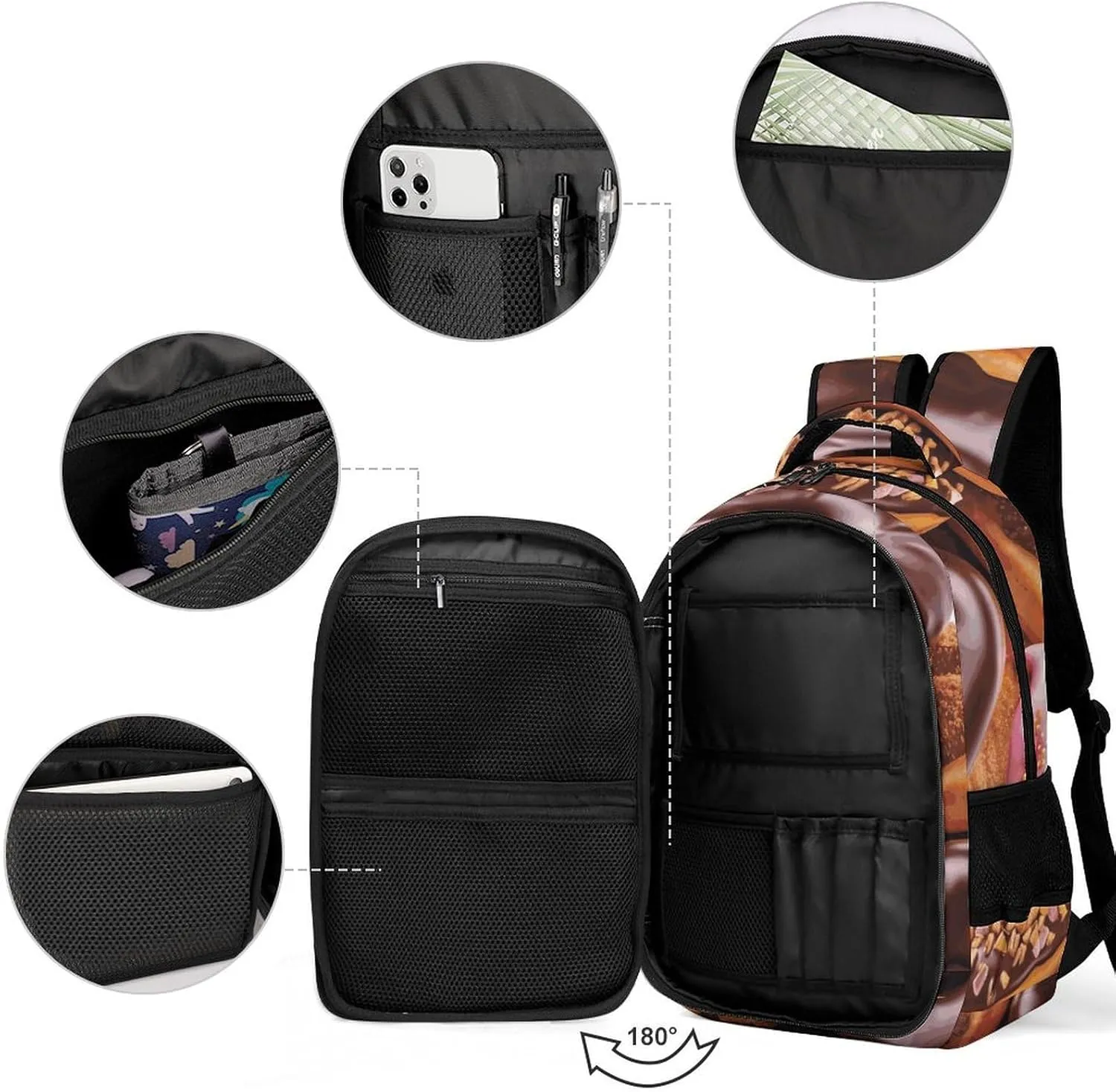 Laptop Backpack for Men Women Daypack Donuts Chocolate Computer Bag Travel Backpacks Laptop Bag