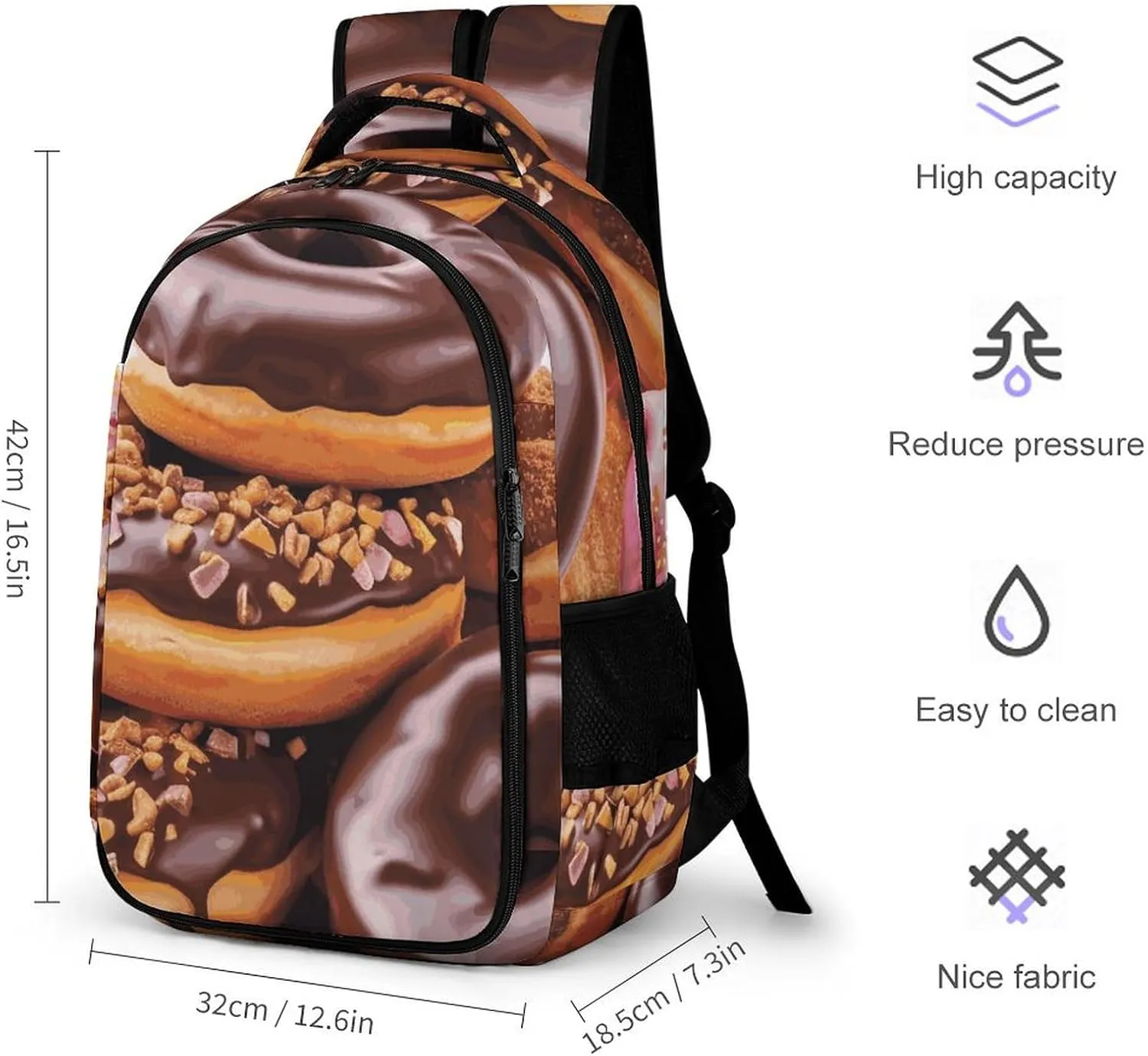 Laptop Backpack for Men Women Daypack Donuts Chocolate Computer Bag Travel Backpacks Laptop Bag