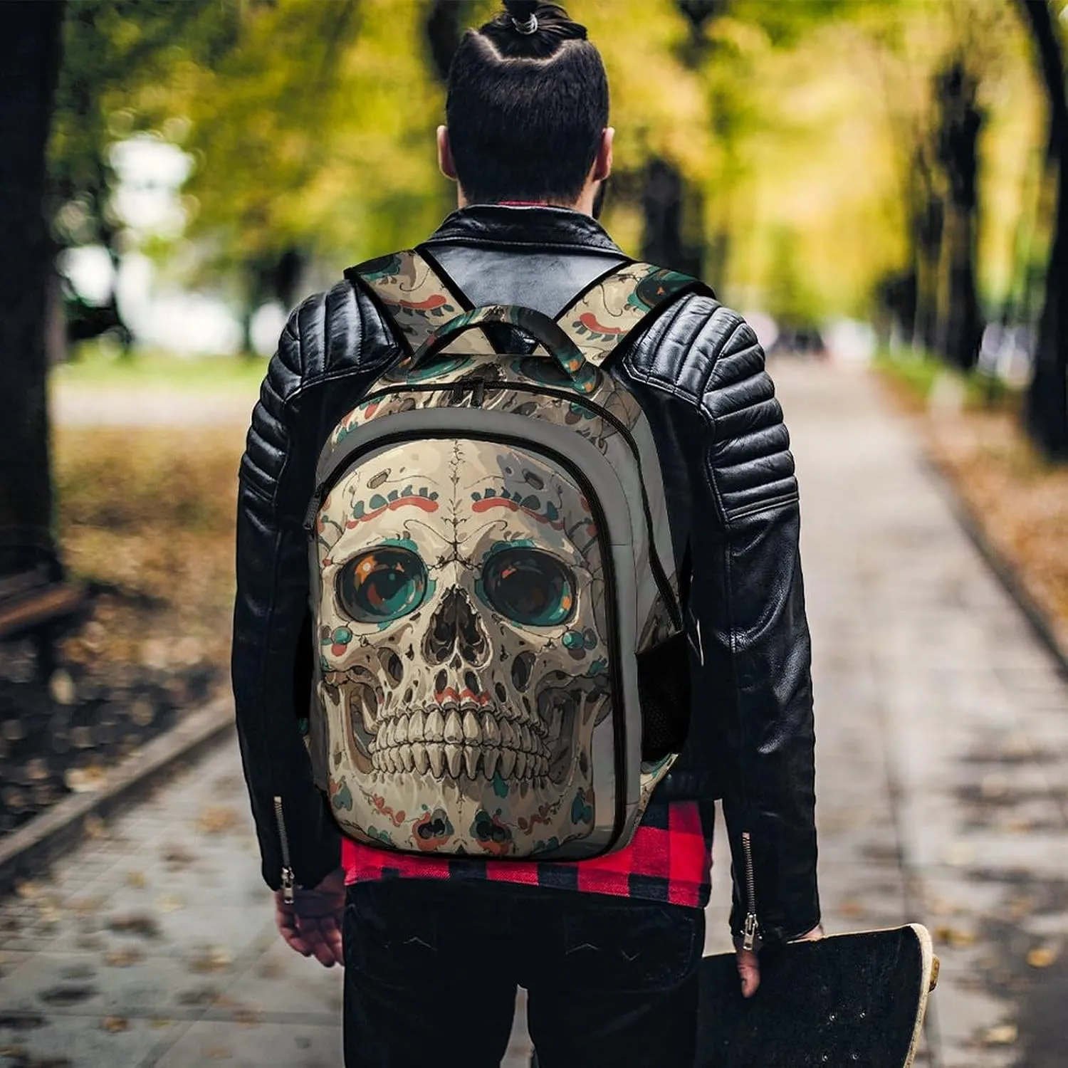 Laptop Backpack for Men Women Daypack Skull Rock Roll Skeleton Bone Computer Bag Travel Backpacks Laptop Bag