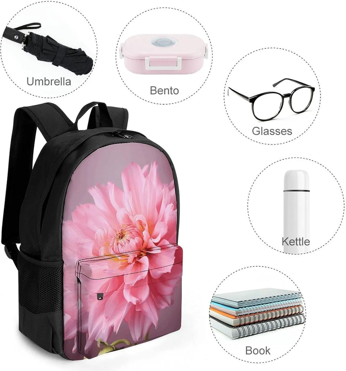 Laptop Backpack for Women Men Daypack Flower Backpacks Computer Bag Travel Laptop Bag Casual Work Bag