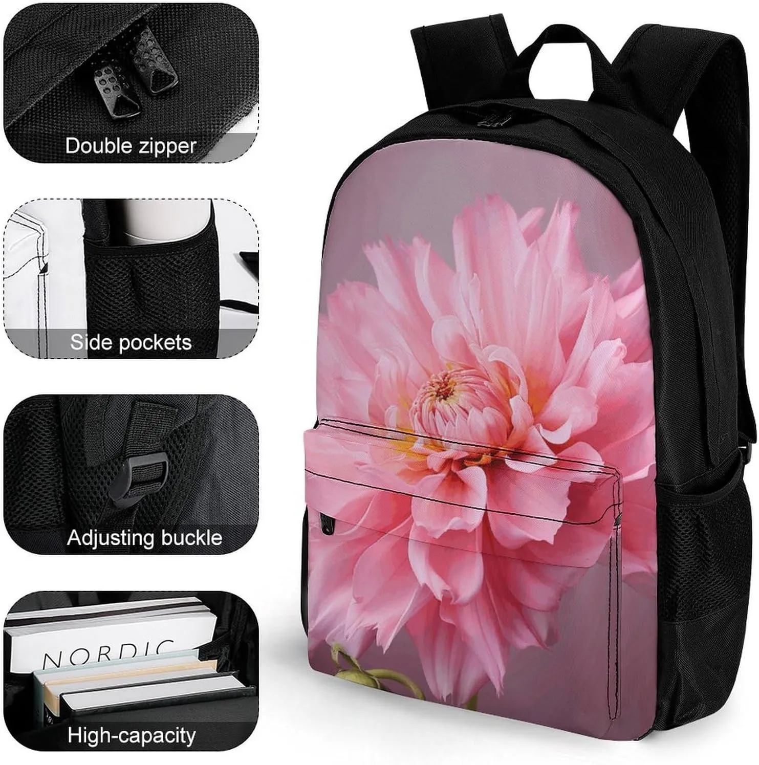 Laptop Backpack for Women Men Daypack Flower Backpacks Computer Bag Travel Laptop Bag Casual Work Bag