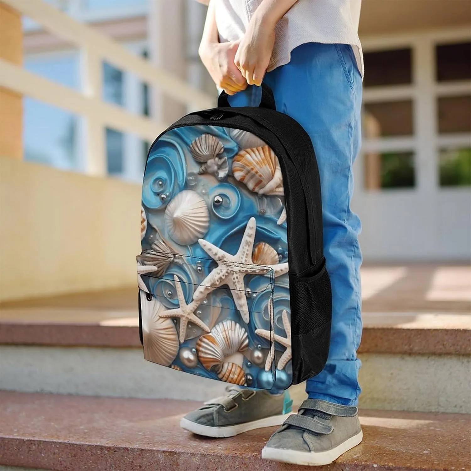 Laptop Backpack for Women Men Daypack Ocean Shell Art Backpacks Computer Bag Travel Laptop Bag Casual Work Bag
