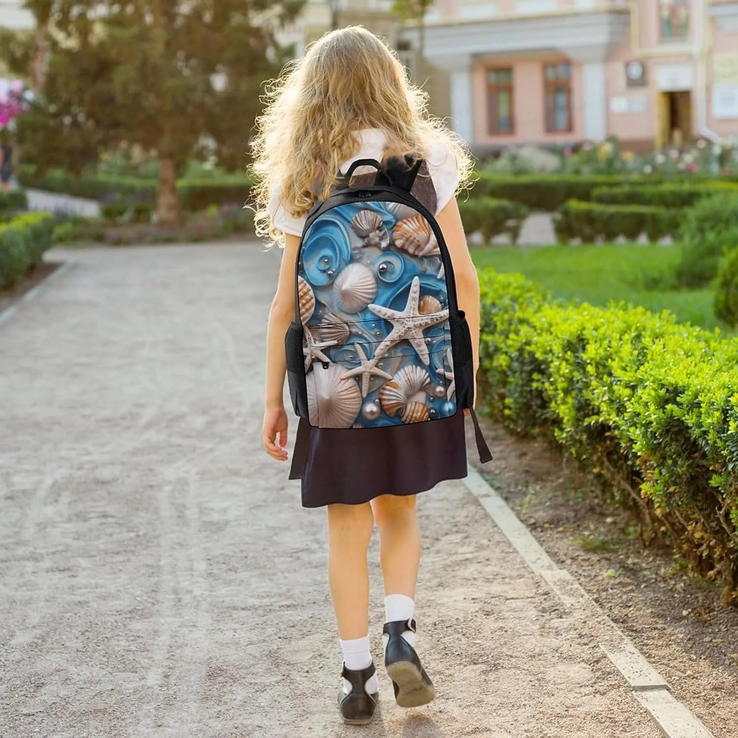Laptop Backpack for Women Men Daypack Ocean Shell Art Backpacks Computer Bag Travel Laptop Bag Casual Work Bag