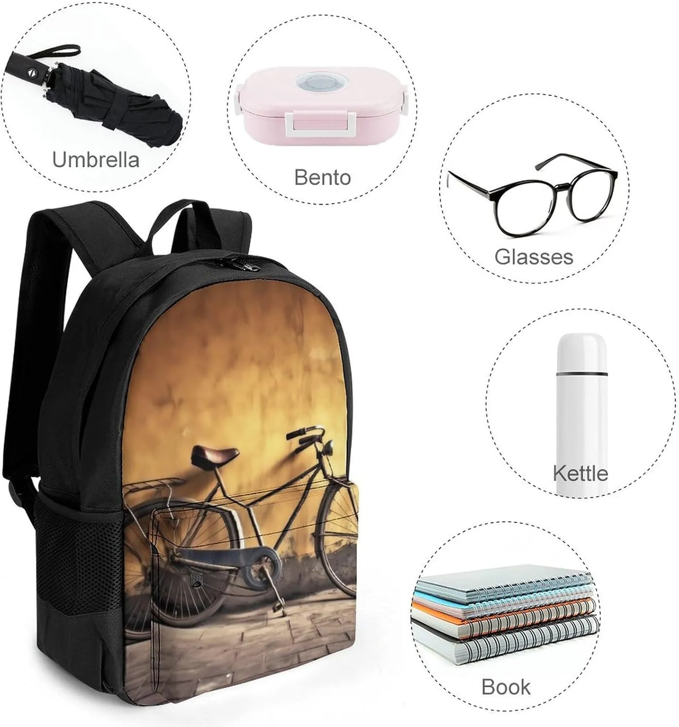 Laptop Backpack for Women Men Daypack Old Bicycle Backpacks Computer Bag Travel Laptop Bag Casual Work Bag