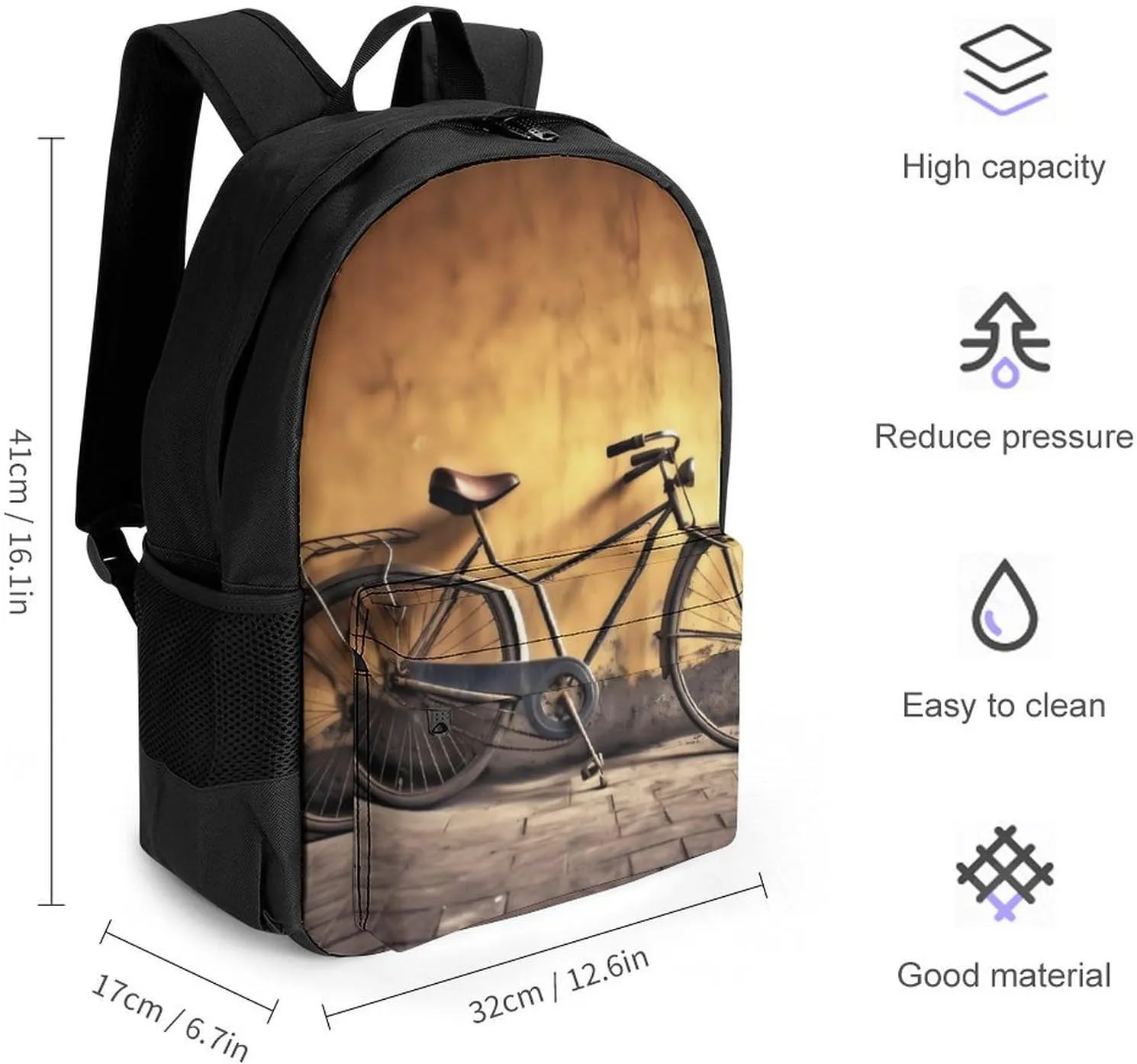 Laptop Backpack for Women Men Daypack Old Bicycle Backpacks Computer Bag Travel Laptop Bag Casual Work Bag