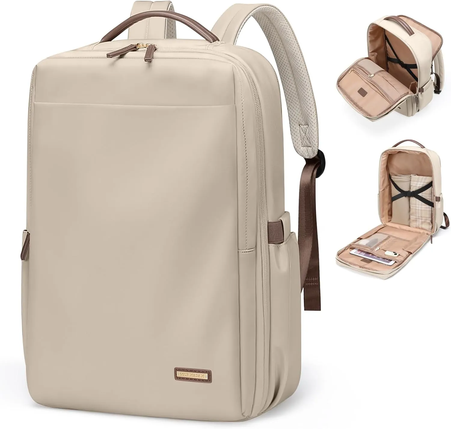 Laptop Backpack for Women, Professional Adult Office Commuter Womens Computer Backpack Travel Carry on Personal Item Bag For Airlines, Work, College, Travel, 17.3Inch, Apricot