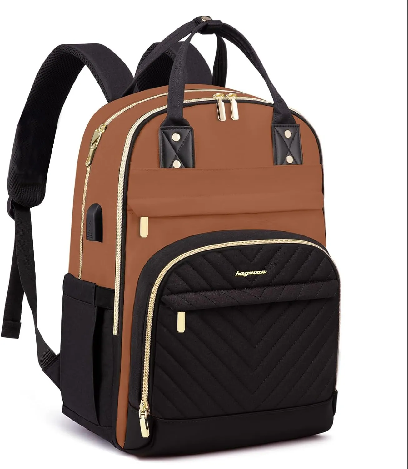 Laptop Backpack for Women Work Bag - 15.6 inch Travel Backpack with USB Charger College Bookbag Waterproof Business Computer Backpack Anti-theft Casual Backpacks for Nurse Teacher Black Brown