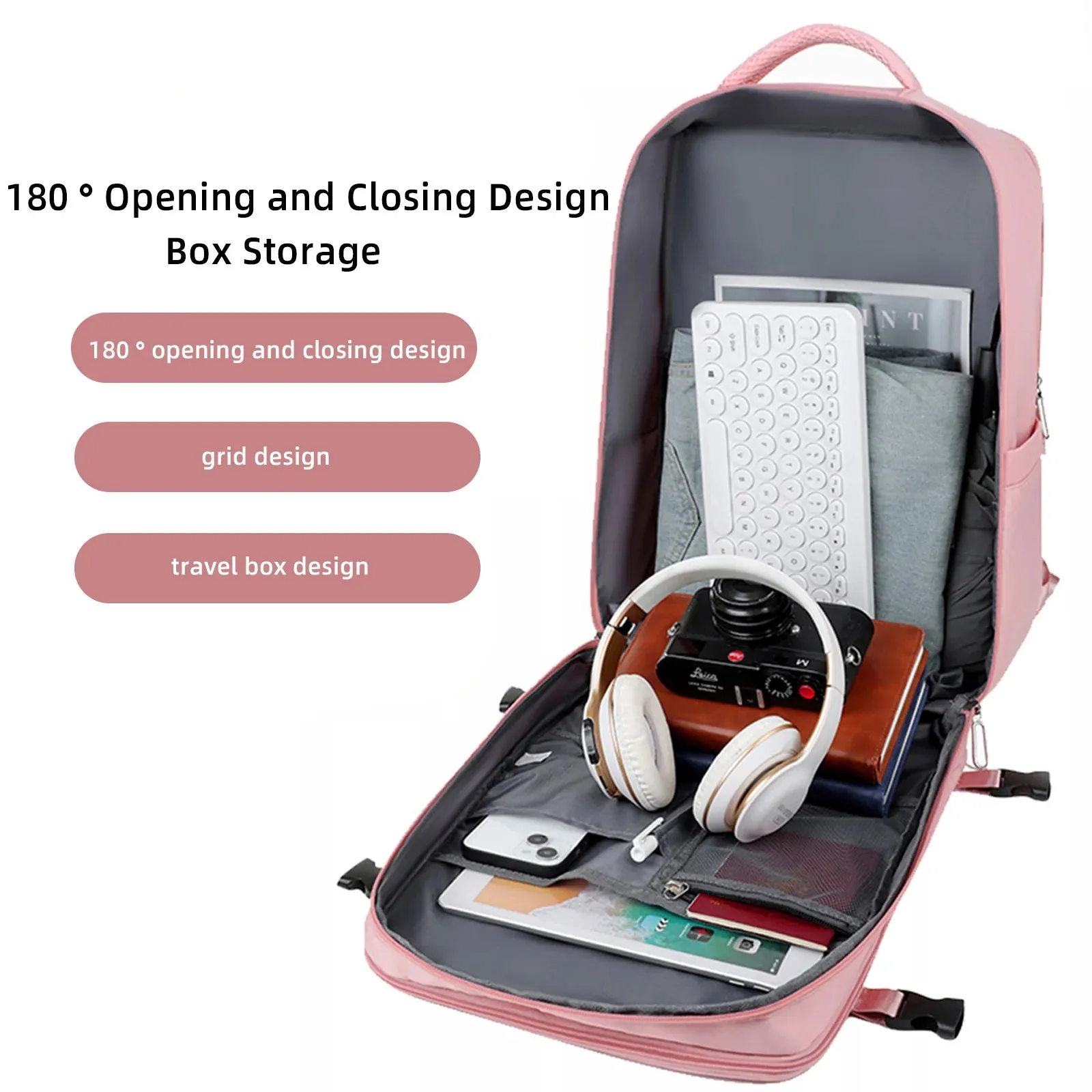 Large Capacity Luggage Travel Bags with USB Charging Port Waterproof Carry On Backpack for Outdoor Working Hiking Climbing Trip