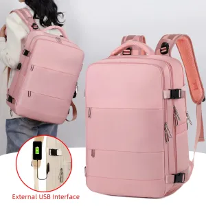 Large Capacity Luggage Travel Bags with USB Charging Port Waterproof Carry On Backpack for Outdoor Working Hiking Climbing Trip