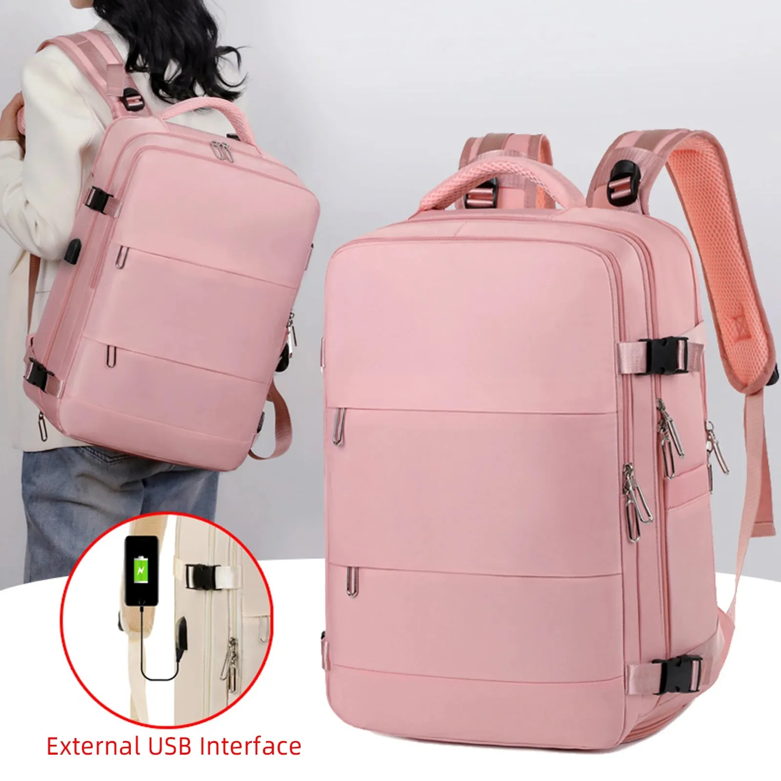 Large Capacity Luggage Travel Bags with USB Charging Port Waterproof Carry On Backpack for Outdoor Working Hiking Climbing Trip