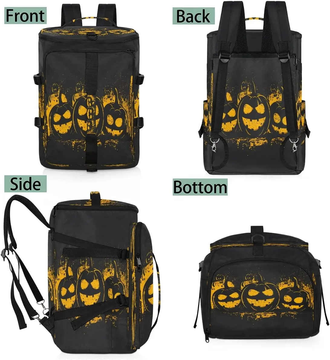 Large Carry on Backpack for Women Men Multi-function Gym Duffle Bag Halloween Pumpkin Backpack Polyester Waterproof Duffel Bags