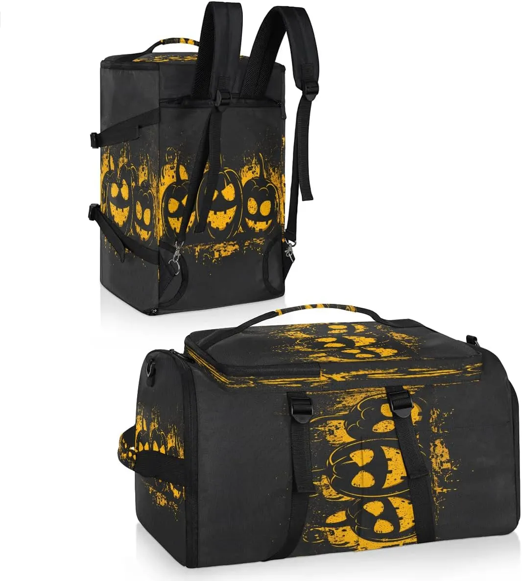 Large Carry on Backpack for Women Men Multi-function Gym Duffle Bag Halloween Pumpkin Backpack Polyester Waterproof Duffel Bags
