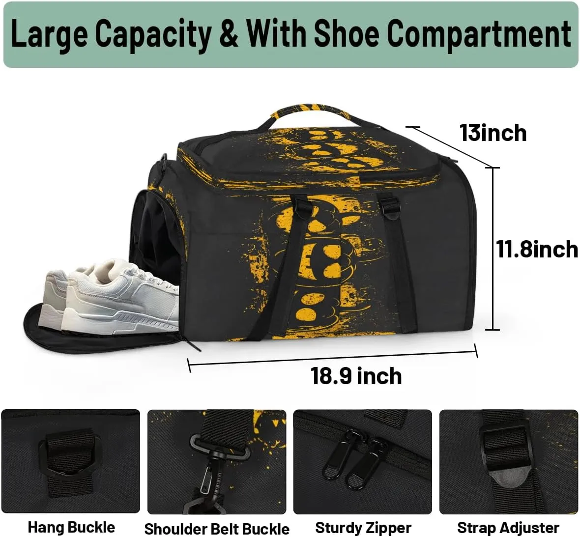 Large Carry on Backpack for Women Men Multi-function Gym Duffle Bag Halloween Pumpkin Backpack Polyester Waterproof Duffel Bags