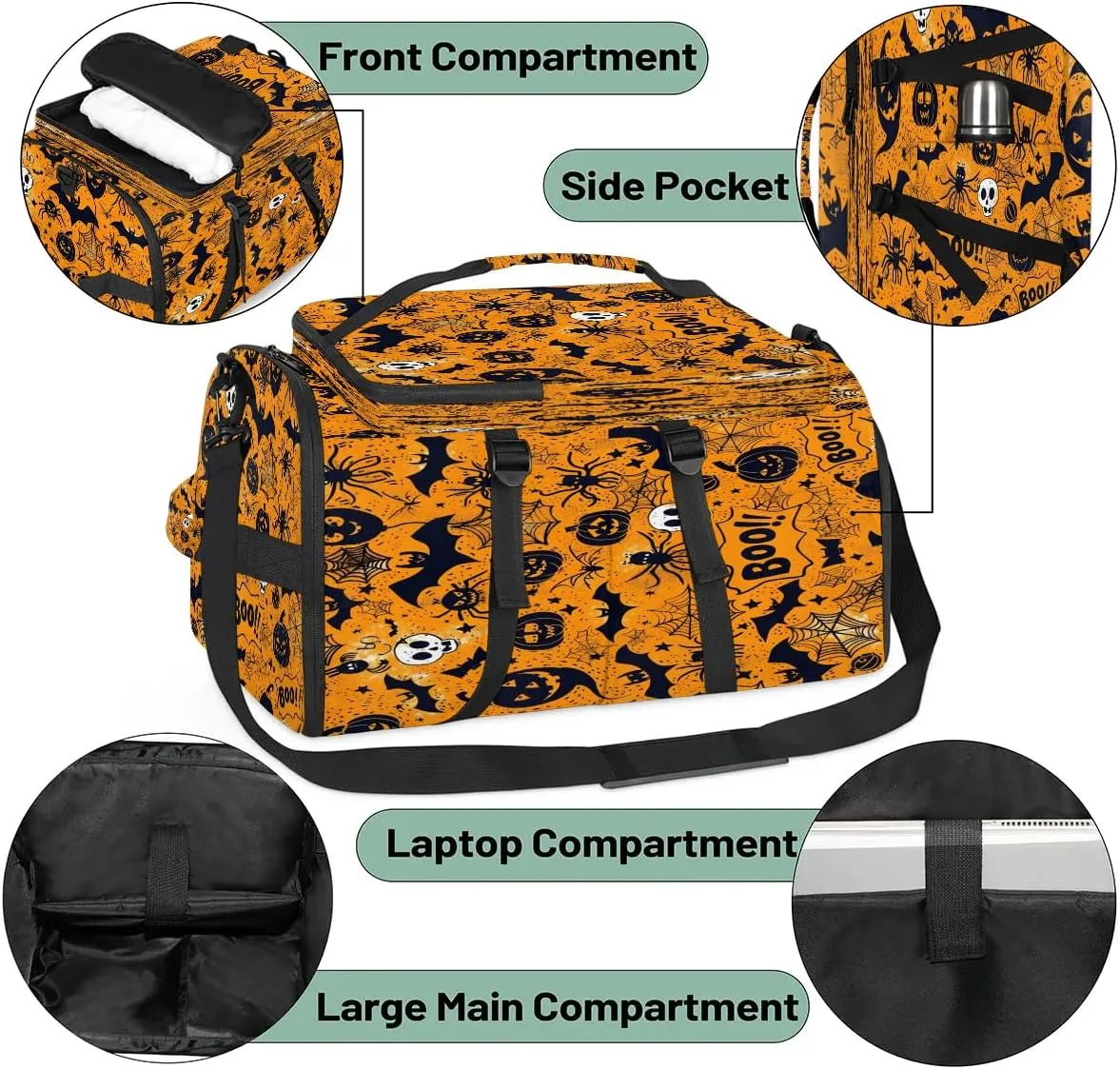 Large Carry on Backpack for Women Men Multi-function Gym Duffle Bag Halloween Theme Backpack Polyester Waterproof Duffel Bags