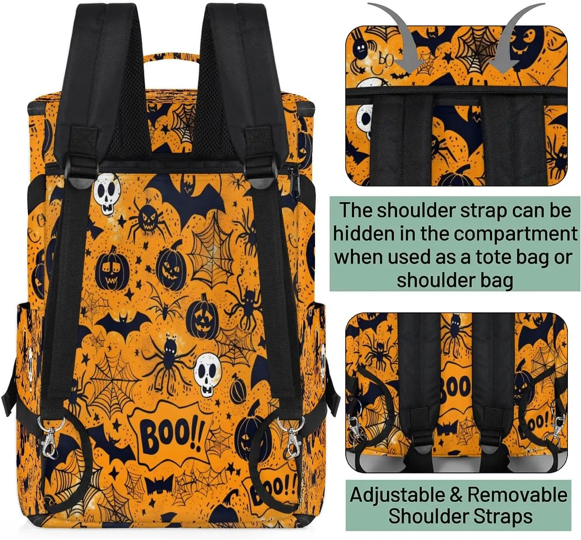 Large Carry on Backpack for Women Men Multi-function Gym Duffle Bag Halloween Theme Backpack Polyester Waterproof Duffel Bags