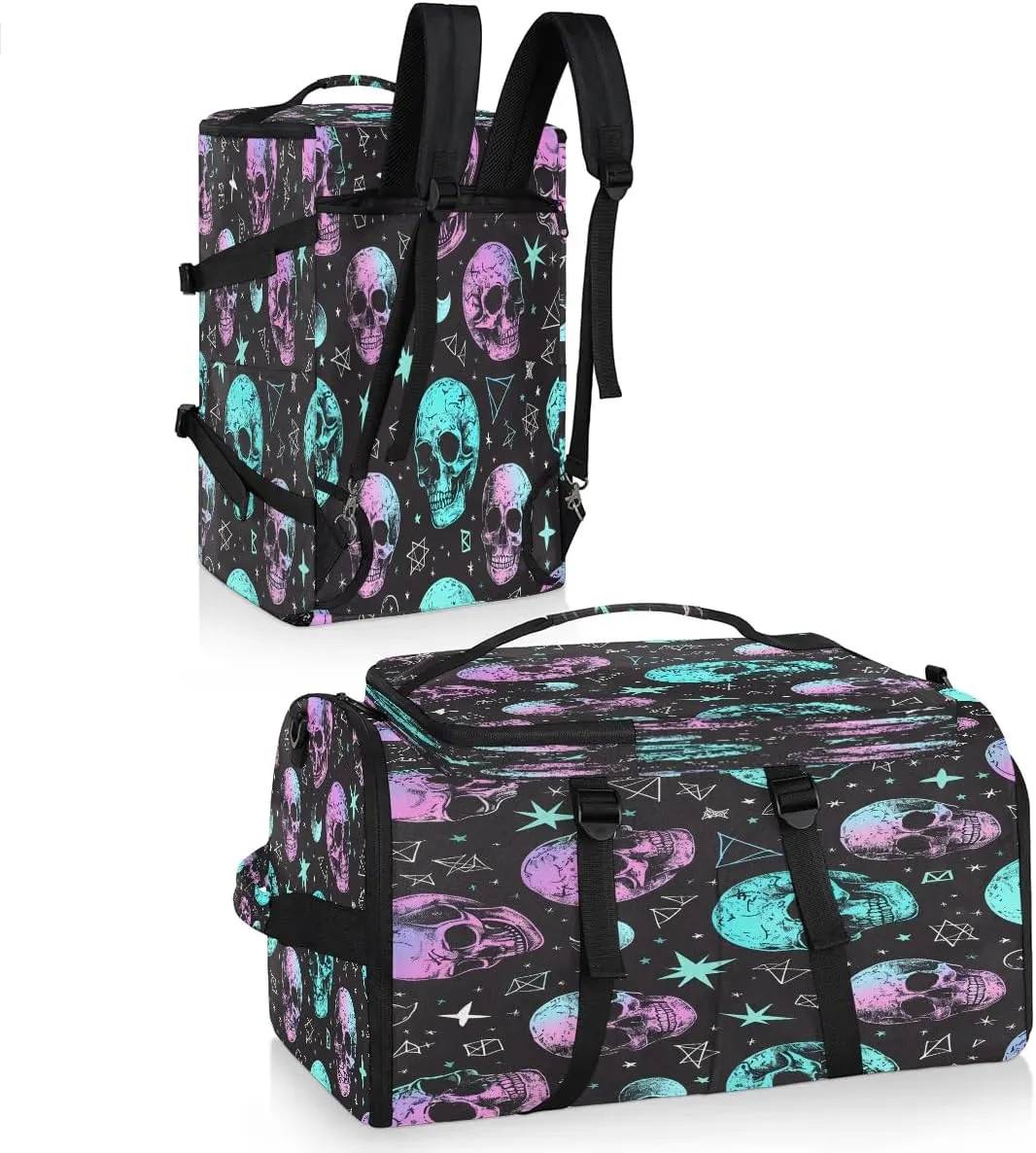 Large Carry on Backpack for Women Men Multi-function Gym Duffle Bag Skull Star Moon Backpack Polyester Waterproof Duffel Bags