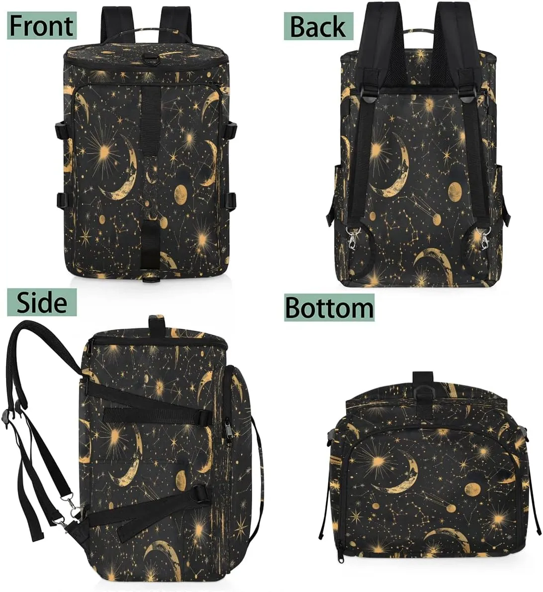Large Carry on Backpack for Women Men Multi-function Gym Duffle Bag Star Moon Backpack Polyester Waterproof Duffel Bags