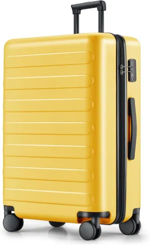 Large Checked Luggage 28 Inch, Checking In Luggage with Smooth Spinner Wheels, Lightweight, Hard Shell PC Suitcase, Lightweight Travel Luggage, TSA Approved (Lemon, Rhine Basic)