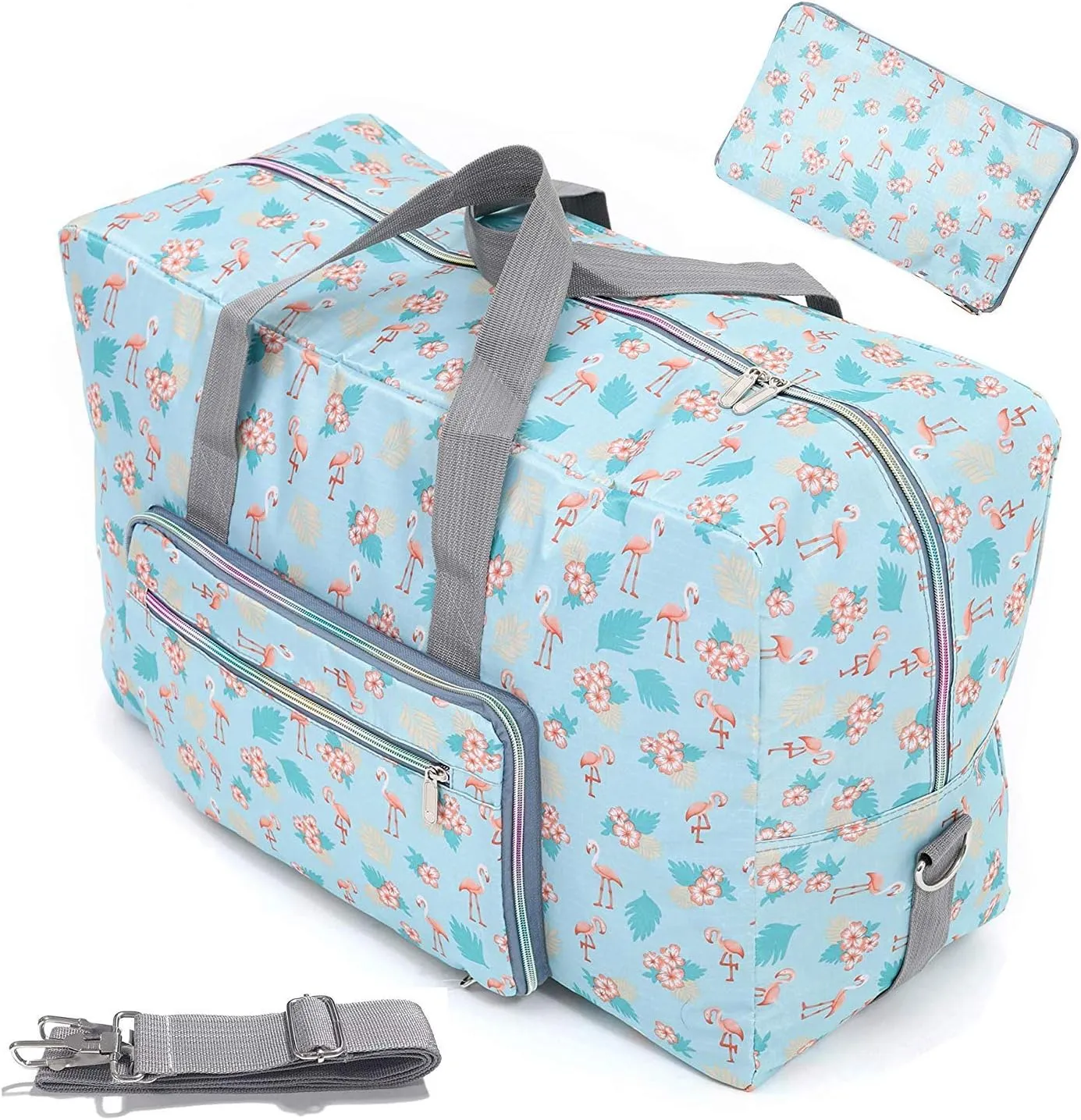 Large Foldable Duffel Tote Carry on Travel Bag over Luggage with Shoulder Strap