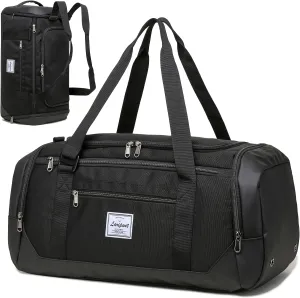 Laripwit Travel Duffle Bag for men 40L Medium Sports Gym Bag with Wet Pocket & Shoes Compartment Weekender Overnight Backpack for Traveling Duffel Bag Backpack for Women, Black