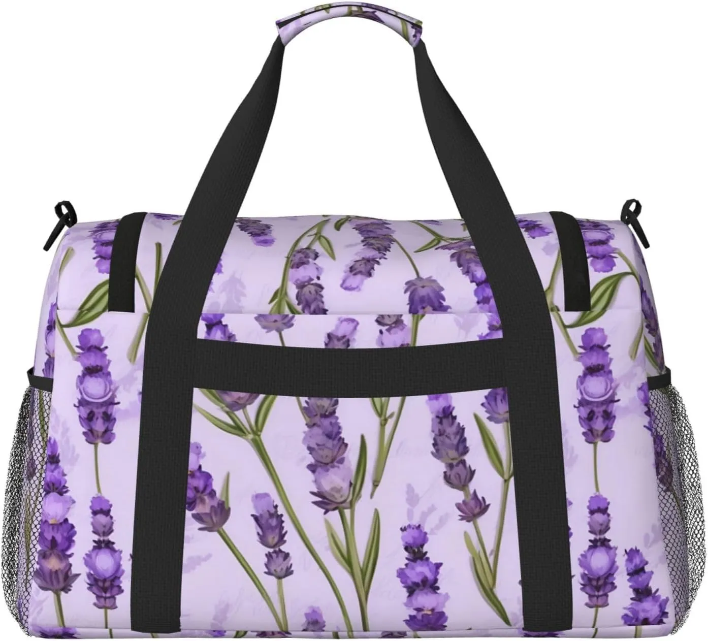 Lavender Stamp Travel Duffel Bag With Zippers And Handles, Big Foldable Duffle Bag For Family Vacations