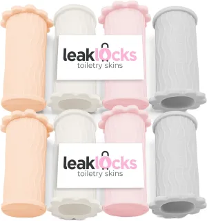 LeakLocks® Toiletry Skins™ Elastic Sleeve for Leak Proofing Travel Container in Luggage. For Standard and Travel Sized Toiletries. Reusable Accessory for Travel Bag Suitcase and Carry-on Luggage