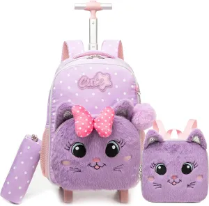 Led Rolling Backpack for Kids Backpacks for Girls with Wheels Cute Kawaii Backpack with Strip Lights Led for Girls School Backpacks for Kids Elementary Student