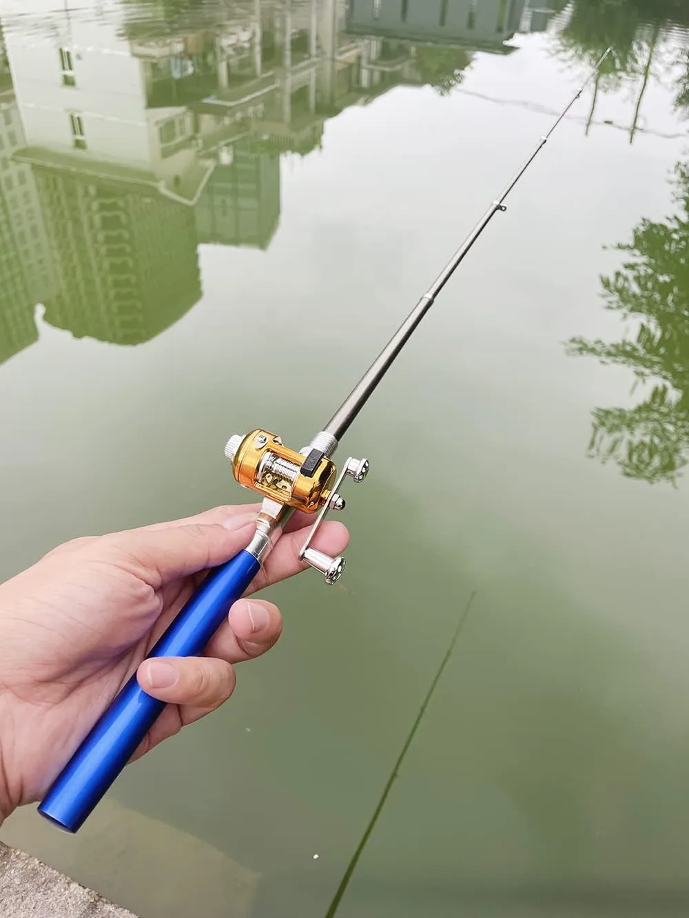 LELEBEAR 2023 Pocket Size Fishing Rod, Pen Fishing Pole, Portable Telescopic Mini Folded With Reel (Silver)
