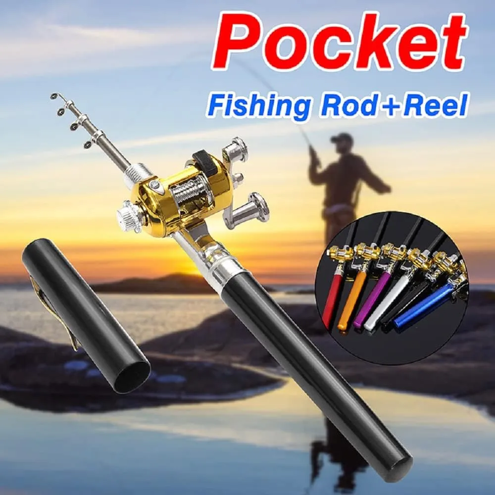LELEBEAR 2023 Pocket Size Fishing Rod, Pen Fishing Pole, Portable Telescopic Mini Folded With Reel (Silver)