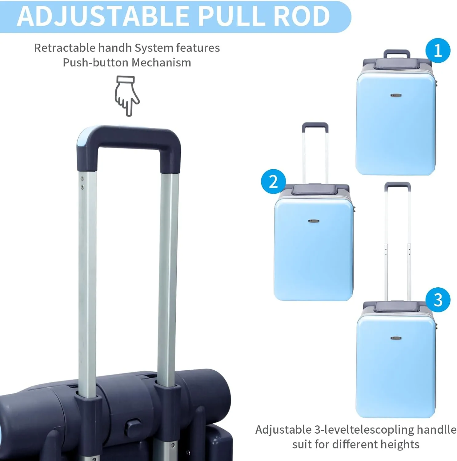 LemoHome Expandable Luggage with Spinner Wheels,Large Suitcases with Child Seat Design,Hard Luggage for Women and Men,20 inch Hardside Carry on Luggage for Travel (Blue visor)
