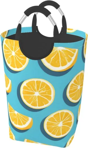 Lemon wedges Foldable Square Storage Bag, 50L Dirty Clothes Laundry Basket, Suitable for Laundry Room, Dormitory, Bedroom
